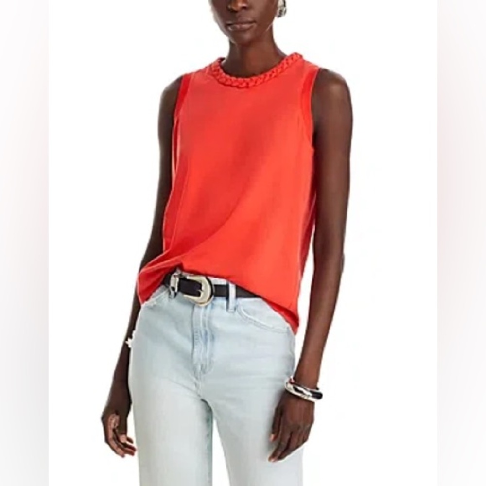 Cinq à Sept Braided Trim Tank Top in Deep Tangelo Size Medium
